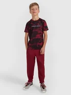 Spodnie i spodenki dla chłopców - 4F Spodnie sportowe szybkoschnące joggery chłopięce - burgundowe 146/152 (10-12 lat) - miniaturka - grafika 1