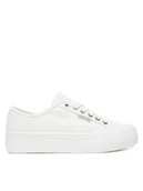 Trampki damskie - Calvin Klein Jeans Tenisówki Vulc Flatform Ctn Logo Tag YW0YW01838 Biały - miniaturka - grafika 1