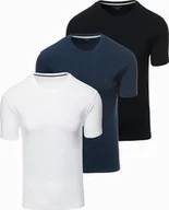 Koszulki męskie - Zestaw męskich t-shirtów z okrągłym dekoltem biały/granatowy/czarny V2 Z102 S - miniaturka - grafika 1
