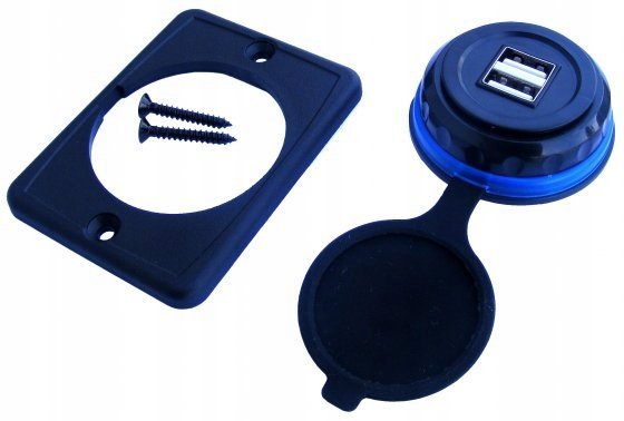 Ładowarka samochodowa 2x gniazdo USB 5V/3,1A BLUE