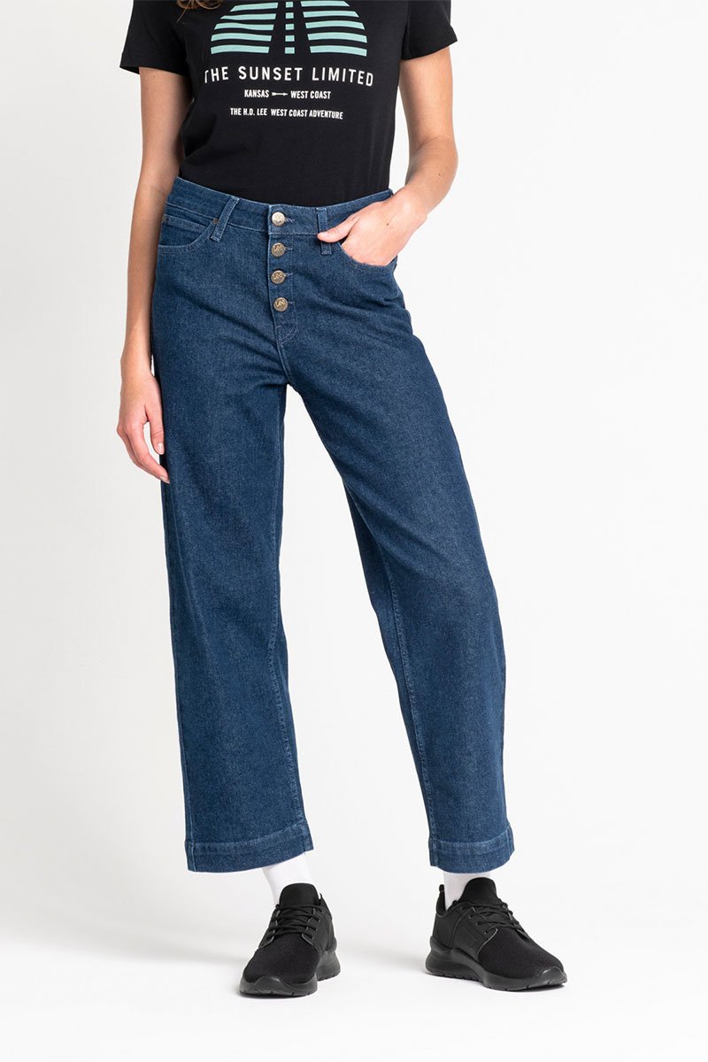 Lee Wide Leg Damskie Spodnie Jeansowe Dark Wilma L30Gdjgr-W27 L33
