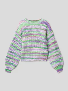 Swetry dla dziewczynek - Sweter z dzianiny z bufiastymi rękawami - grafika 1