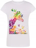 Koszulki i topy damskie - Żyrafa Damski Kolorowy T-shirt Nadruk Lato R.XXL - miniaturka - grafika 1