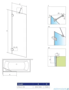 Radaway Essenza Pro Brushed Copper Pnj II parawan nawannowy 90cm L/P szczotkowana miedź 10101090-93-01 - Akcesoria do armatury i ceramiki - miniaturka - grafika 2