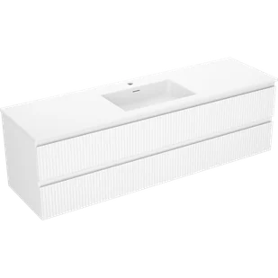 Mexen Rivel szafka łazienkowa 160 cm z umywalką Otis, 2 szuflady, ryflowana , biała mat - 91A20-16047-2-BFF01-W18M01 - Szafki łazienkowe - miniaturka - grafika 1