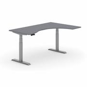 Biurka - Stół z regulacją wysokości PRIMO ADAPT, elektryczny, 1800x1200x625-1275 mm, ergonomiczny prawy, grafit, szary stelaż - miniaturka - grafika 1