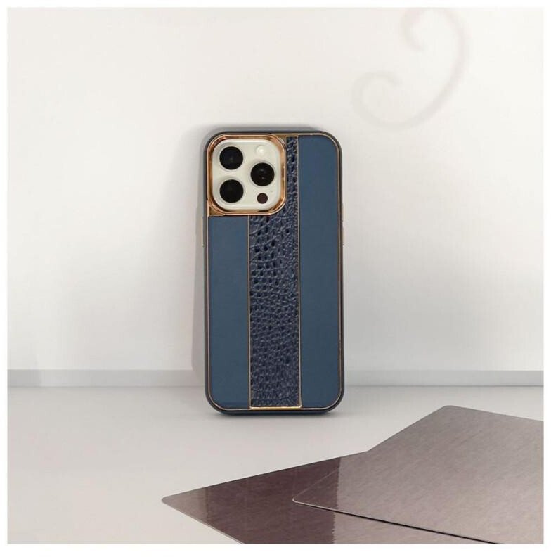iLike Tylny pokrowiec Apple iPhone 15 Pro Max Leather Case Customized Midnight Blue ILIAPP15PMLCCMB