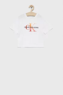 Koszulki i topy damskie - Calvin Klein Jeans T-shirt bawełniany kolor biały - grafika 1