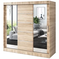 Szafy - Szafa przesuwna 2 x Lustro 200x200 Ralf , Dąb Sonoma - miniaturka - grafika 1