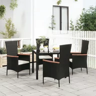 Fotele i krzesła ogrodowe - vidaXL Krzesła ogrodowe z poduszkami, 4 szt., polirattan, czarne - miniaturka - grafika 1