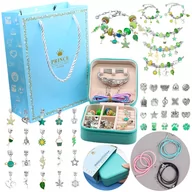 Prace ręczne dla dzieci - Zestaw do Robienia Bransoletek Biżuterii Koraliki Charms Prezent zielony - miniaturka - grafika 1