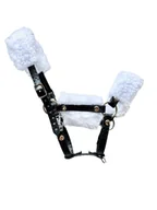 Maskotki i pluszaki - Regulowany skórzany czarny kantar z futerkiem dla Hobby Horse - miniaturka - grafika 1