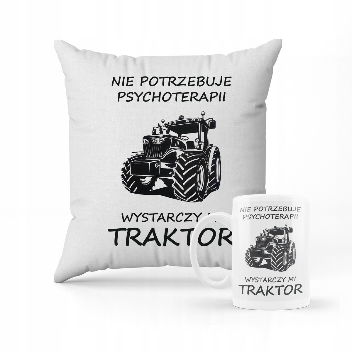 ZESTAW PODUSZKA + KUBEK Prezent Dla Rolnika Traktor Ciągnik + IMIĘ