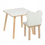 Zestawy mebli dla dzieci - Stolik i krzesełko dla dzieci Miś 50 x 50 x 47cm zestaw mebli MDF + drewno - miniaturka - grafika 1