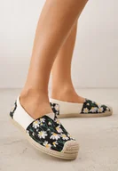 Espadryle damskie - Czarne Espadryle Ozdobione Kwiatowym Haftem i Plecionką Kiranth - miniaturka - grafika 1