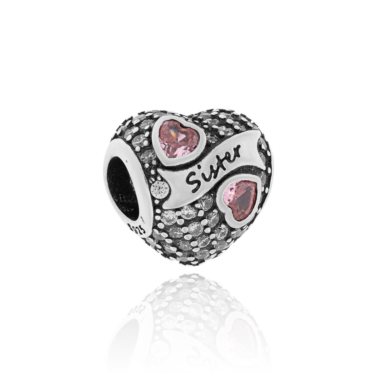 Srebrna zawieszka do bransoletki charms serce Sister pr. 925