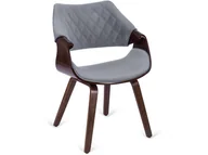 Krzesła - Krzesło Tapicerowane z Drewna Giętego do Salonu LUISE Szare Welurowe KRZESŁO LUISE SZARE WELUR - miniaturka - grafika 1