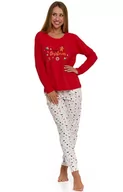 Piżamy damskie - Bawełniana piżama damska świąteczna czerwona PDK5000-006, Kolor czerwono-ecru, Rozmiar S, Moraj - Intymna - miniaturka - grafika 1