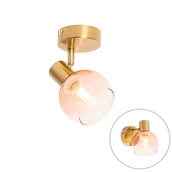 Lampy ścienne - QAZQA Art Deco punktowe złoto z różowym szkłem - Vidro - miniaturka - grafika 1