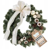 Ozdoby bożonarodzeniowe - Wieniec wianek stroik świąteczny dekorowany czerwony drzwi stół ścianę 35cm - miniaturka - grafika 1