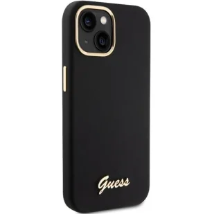 Etui Guess Silicone Script Metal Logo & Frame na iPhone 15 - czarne - Etui i futerały do telefonów - miniaturka - grafika 4