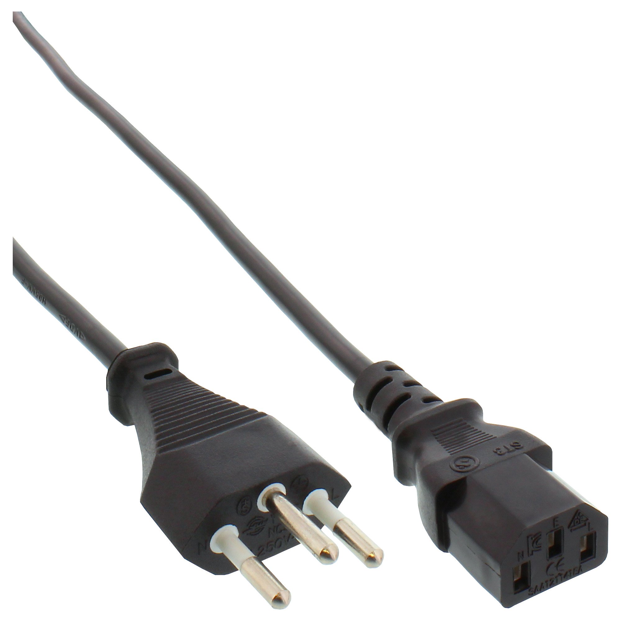 Kabel sieciowy InLine®, szwajcarska wtyczka sieciowa do wtyczki IEC C13, 0,5 m