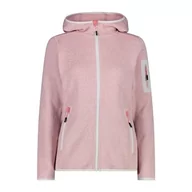 Kurtki damskie - CMP - Damska kurtka Knit-Tech z kapturem stacjonarnym, różowo-biały, 52 - miniaturka - grafika 1