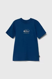 Koszulki dla chłopców - Quiksilver t-shirt bawełniany dziecięcy CHROME LOGO kolor niebieski z nadrukiem - grafika 1