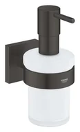 Mydelniczki i dozowniki mydła - Grohe QuickFix Start Cube - Dozownik mydła z uchwytem, szkło/czarny mat 410982430 - miniaturka - grafika 1