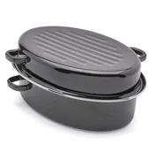 Brytfanny - Tadar BRYTFANNA OWALNA Z OKUCIEM I GRILLEM 5,5 L CZARNA STAL WĘGLOWA INDUKCJA 5903313412070 - miniaturka - grafika 1