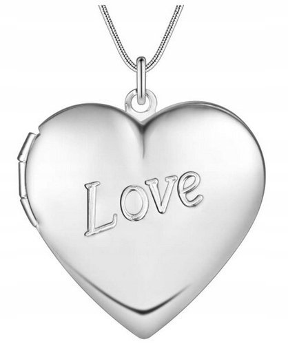 NASZYJNIK MEDALION SEKRETNIK KOLOR SREBRNY 925 SERCE ZDJĘCIA PREZENT