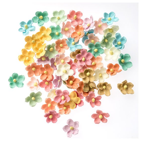 KWIATY PAPIEROWE, 2 CM, 60 SZT., TĘCZOWE