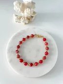 Bransoletki - Bransoletka z czerwonego jaspisu cesarskiego z zapięciem - miniaturka - grafika 1