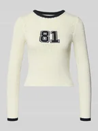 Swetry damskie - Sweter o kroju slim fit z imitacji dzianiny - miniaturka - grafika 1