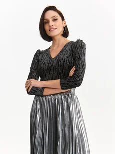 Bluzka damska bluzka długi rękaw czarna - SBD1519CA dopasowana, z długim rękawem - TOP SECRET - Odzieżowy sklep internetowy TOP SECRET - Bluzki damskie - miniaturka - grafika 1