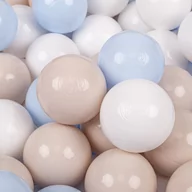 Suche baseny - KiddyMoon Plastikowe piłeczki 7cm pastelowy beż-pastelowy niebieski-biały 200 Zabawka zestaw kulek - miniaturka - grafika 1