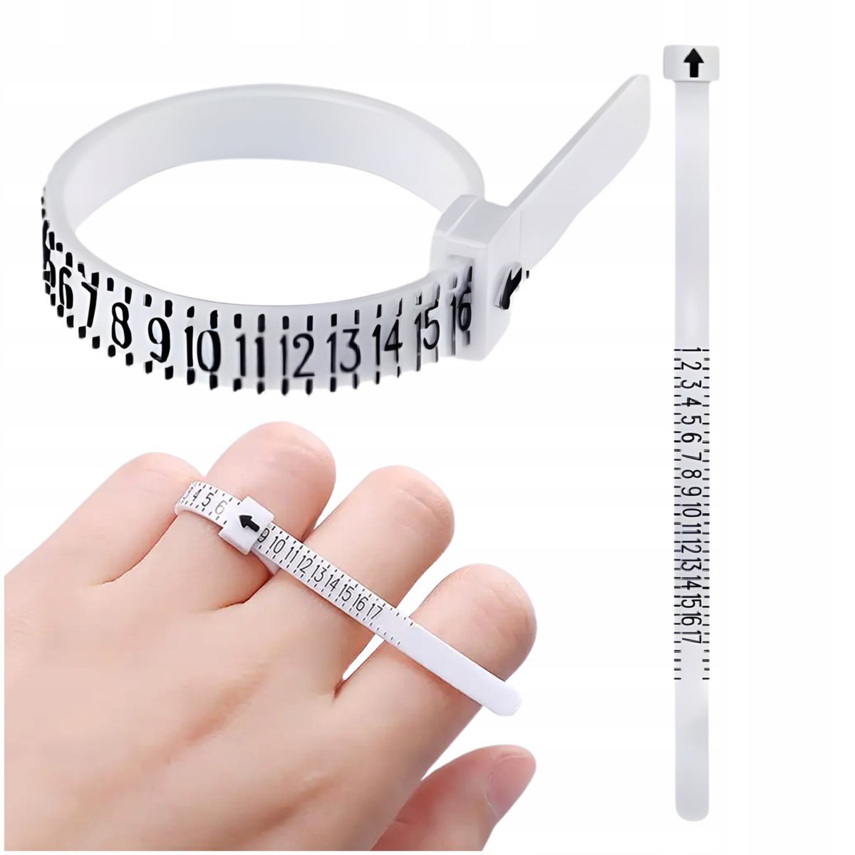 MIARKA JUBILERSKA MIERNIK DO MIERZENIA ROZMIARU PIERŚCIONKA OBRĄCZKI PALCA