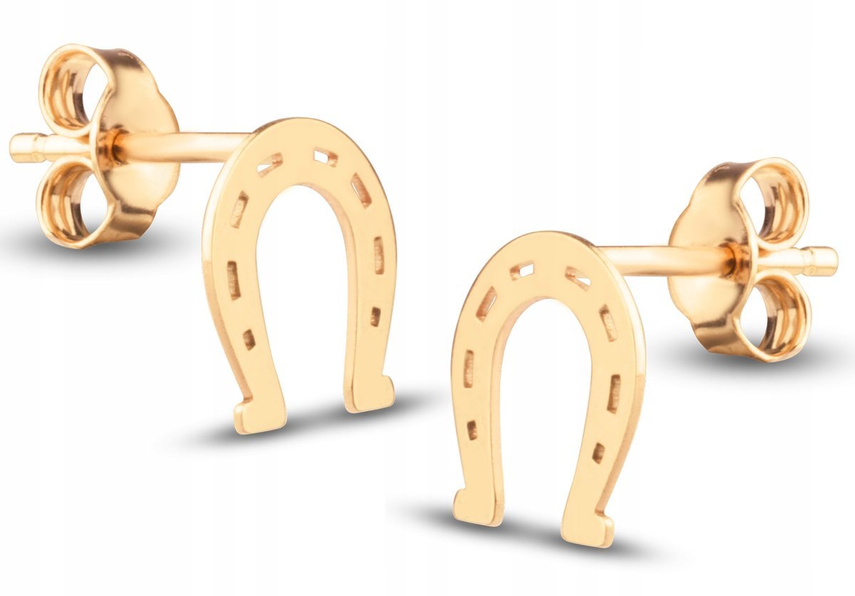 PIĘKNE ZŁOTE KOLCZYKI PODKOWY KONIA PODKOWA NA SZCZĘŚCIE 333 8KT