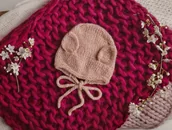 Czapki dla dzieci - Bonetka Tuliś pudrowy róż Baby Alpaka + Merino - miniaturka - grafika 1