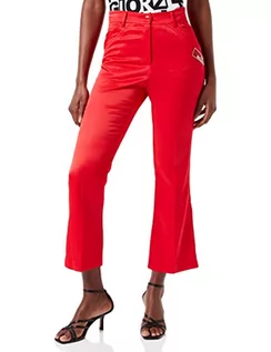 Spodnie damskie - Love Moschino Damskie spodnie Midi Flare Casual, Czerwony, 46 - grafika 1