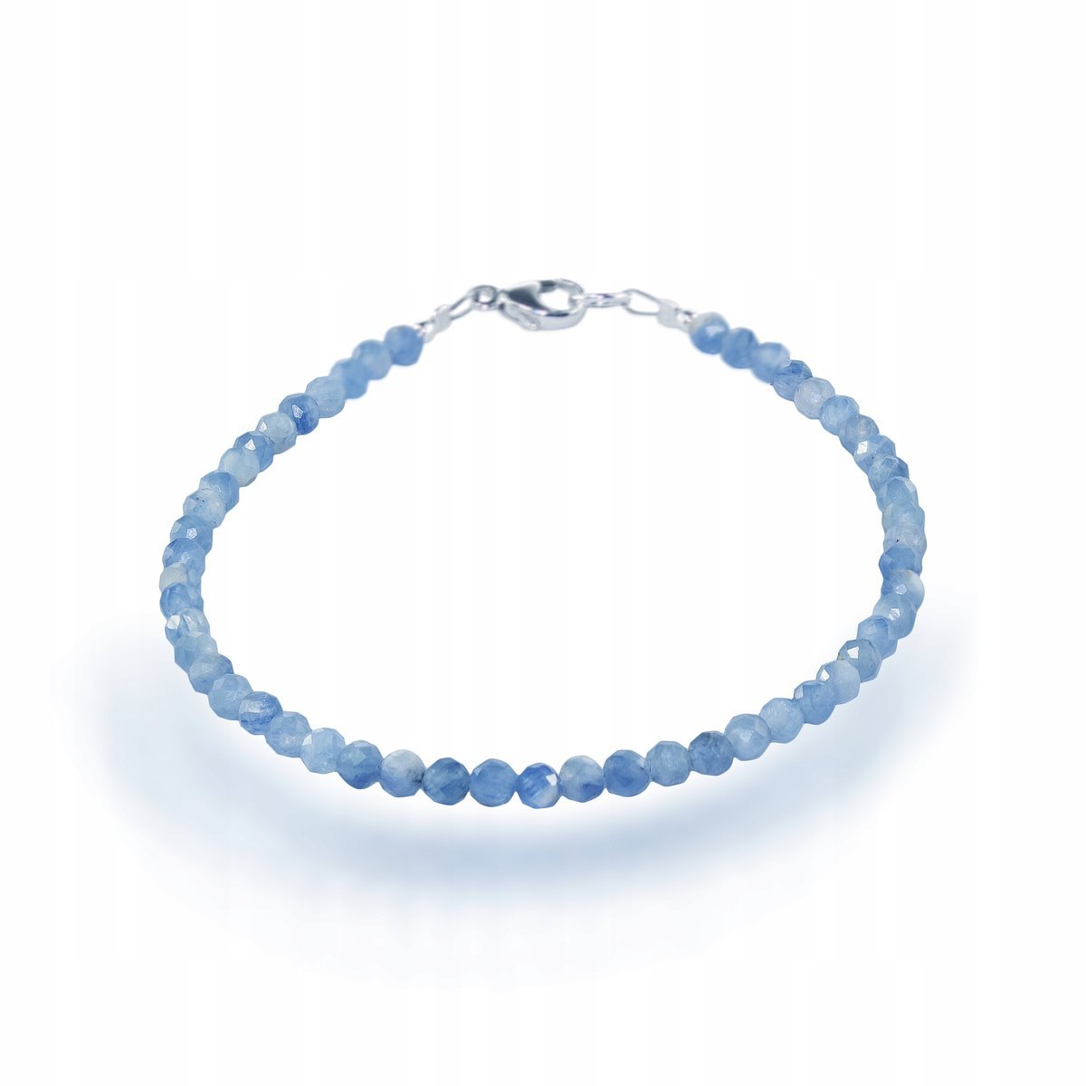 Bransoletka naturalny kamień Cyjanit Kyanit fasetowane kule 3mm 925 dł 19cm, bez marki, AG00000015