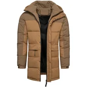 Kurtki męskie - Kurtka męska parka ocieplana beżowa z kapturem Recea - miniaturka - grafika 1