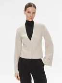Swetry damskie - Calvin Klein Kardigan K20K206275 Beżowy Regular Fit - miniaturka - grafika 1