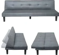 Sofy i kanapy - sofa 3-osobowa HWC-G11, kanapa rozkładana sofa rozkładana sofa dla gości, funkcja spania 195cm ~ tkanina/tekstylia, szary - miniaturka - grafika 1