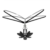 Majtki damskie - Stringi ozdobne z motylem - Czarny Uniwersalny - miniaturka - grafika 1