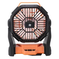 Wentylatory - Wydajny, ładowany przez USB, profesjonalny wentylator kempingowy do namiotu z latarką LED w kolorze pomarańczowym - miniaturka - grafika 1