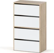 Szafki na buty - STIV Möbel Szafka na buty, stojak na buty z 4 klapami na zawiasach na ok. 12 par butów 60 x 100 x 36 cm Szafka na buty dąb Sanoma/biały mat - miniaturka - grafika 1