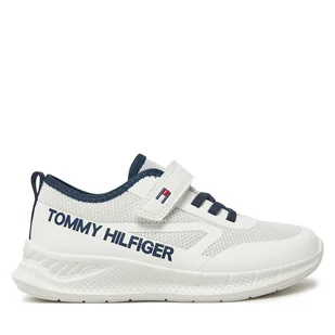 Sneakersy Tommy Hilfiger Low Cut Lace-Up/Velcro Sneaker T1B9-33868-1756 S Biały - Buty dla chłopców - miniaturka - grafika 1