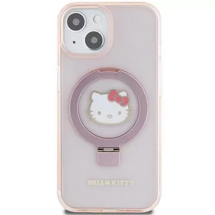 Oryginalne Etui IPHONE 13 / 14 / 15 Hello Kitty Hardcase Ring Stand Glitter Electrop Logo MagSafe (HKHMP15SHRSGEP) różowe - Etui i futerały do telefonów - miniaturka - grafika 2