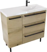 Szafki łazienkowe - Szafka z umywalką ATHOS stojąca 90 cm prawa  - Uchwyt Czarny Mat - miniaturka - grafika 1